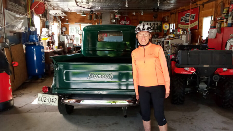 Lin in rented helmet. Museum , Whalan MN